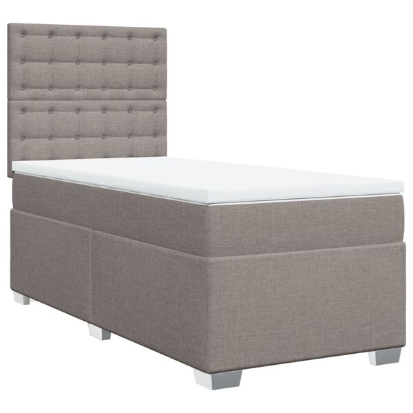 vidaXL Cama box spring con colch&oacute;n tela gris taupe 90x200 cm