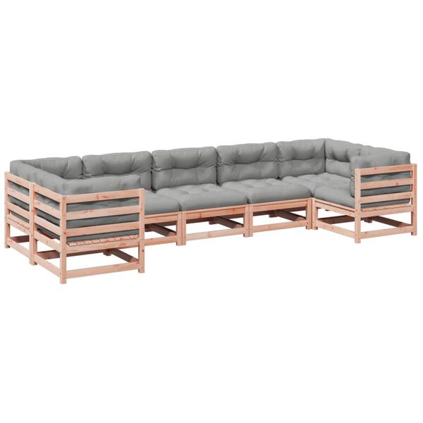 vidaXL Set de sof&aacute;s jard&iacute;n 7 pzas con cojines madera abeto Douglas