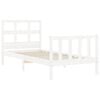 vidaXL Estructura de cama individual con cabecero madera maciza blanco