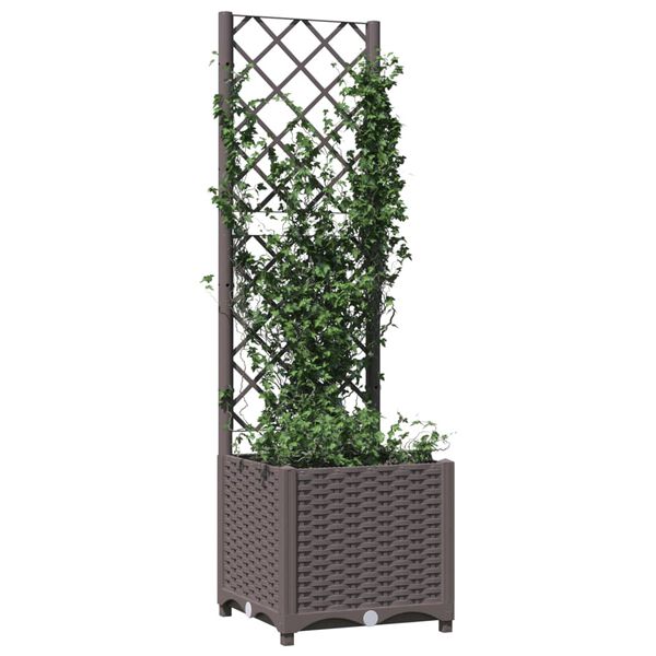 vidaXL Jardinera con enrejado PP marr&oacute;n 40x40x136 cm