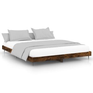 vidaXL Estructura de cama sin colch&oacute;n roble ahumado 200x200 cm