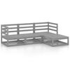 vidaXL Muebles de jard&iacute;n 4 piezas gris madera de pino maciza