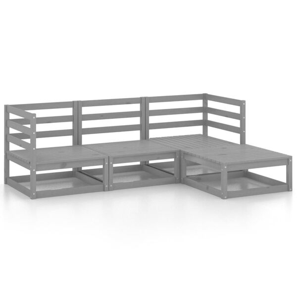 vidaXL Muebles de jard&iacute;n 4 piezas gris madera de pino maciza