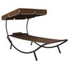 vidaXL Tumbona de exterior con dosel y almohada marr&oacute;n