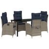 vidaXL Conjunto de Comedor de Jard&iacute;n 5 uds. Gris y Negro Rat&aacute;n