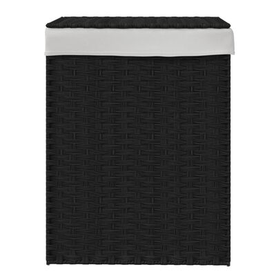 vidaXL Cesto de ropa sucia con tapa ratán sintético negro 46x33x60 cm