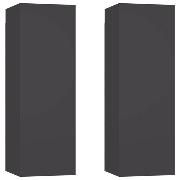 vidaXL Muebles para TV 2 uds madera contrachapada gris 30,5x30x90 cm