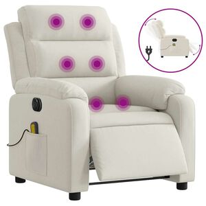 vidaXL Sill&oacute;n reclinable de masaje el&eacute;ctrico terciopelo color crema