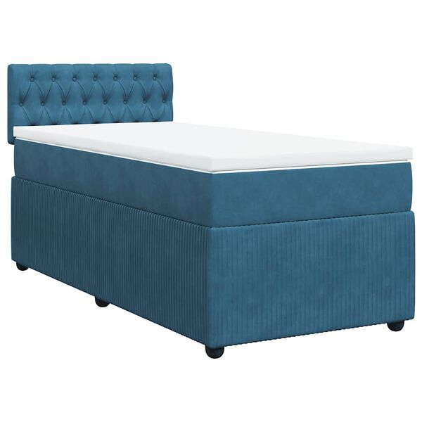 vidaXL Cama box spring con colch&oacute;n terciopelo azul 90x190 cm