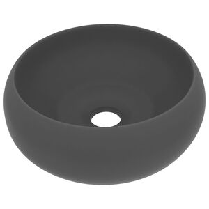 vidaXL Lavabo de lujo redondo cer&aacute;mica gris oscuro mate 40x15 cm