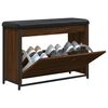 vidaXL Banco zapatero con caj&oacute;n abatible roble marr&oacute;n 82x32x56 cm