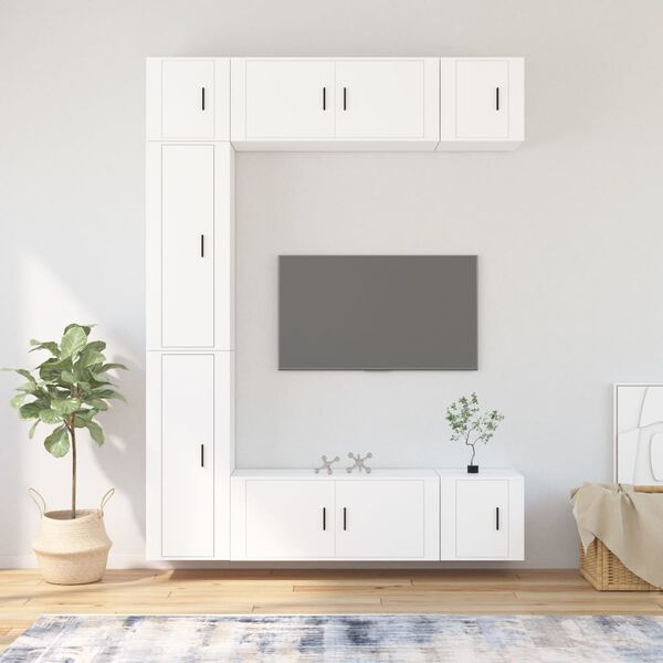 vidaXL Set de muebles para TV 7 piezas madera contrachapada blanco