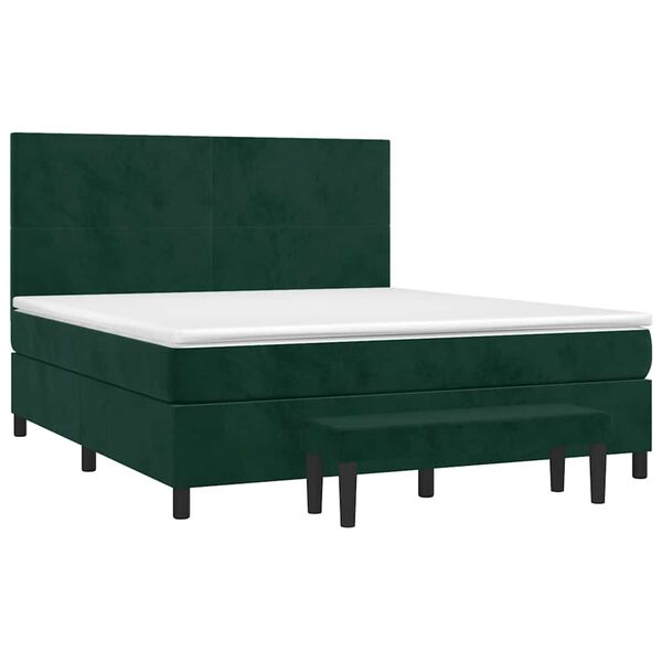 vidaXL Cama box spring con colch&oacute;n terciopelo verde oscuro 180x200 cm