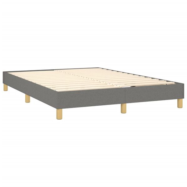 vidaXL Cama box spring con colch&oacute;n tela gris oscuro 140x190 cm