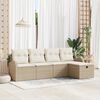vidaXL Conjunto de sof&aacute; de jard&iacute;n con coj&iacute;n 5 pcs Beige Polirat&aacute;n