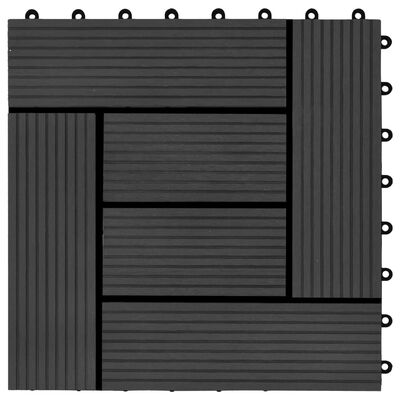vidaXL Baldosas de porche de WPC 30x30 cm 2 m² negro 22 unidades