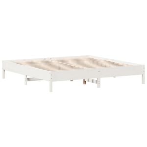 vidaXL Estructura de cama sin colch&oacute;n madera maciza blanca 200x200 cm