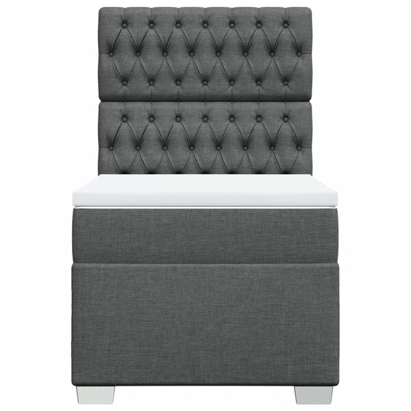 vidaXL Cama box spring con colch&oacute;n tela gris oscuro 100x200 cm