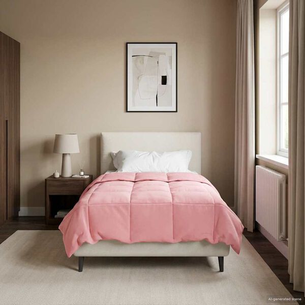 vidaXL Edred&oacute;n de Todo el A&ntilde;o Acolchado Rosa 155 x 220 cm Microfibra