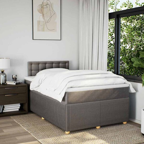vidaXL Cama box spring con colch&oacute;n tela gris taupe 120x200 cm