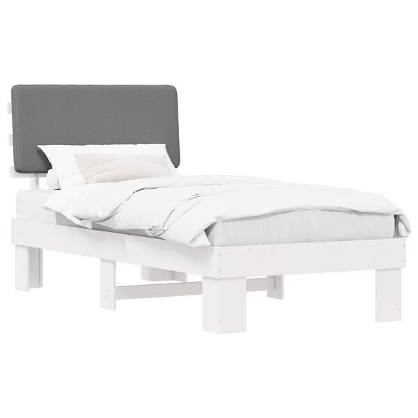 vidaXL Estructura de Cama con Cabecera Tapizada Gris Claro 80 x 200 cm