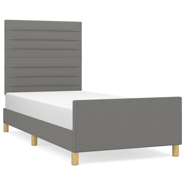 vidaXL Estructura de cama sin colch&oacute;n tela gris oscuro 90x200 cm
