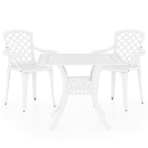 vidaXL Mesa y sillas de bistr&oacute; 3 piezas aluminio fundido blanco