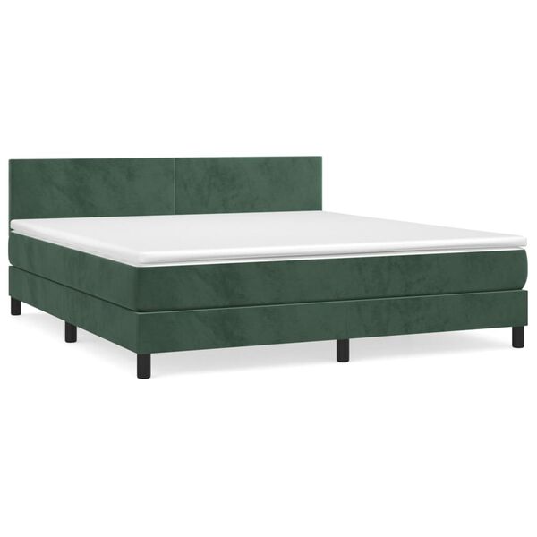 vidaXL Cama box spring con colch&oacute;n terciopelo verde oscuro 180x200 cm