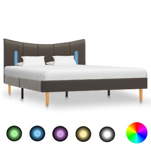 vidaXL Estructura cama y LED cuero sint&eacute;tico gris antracita 120x200 cm