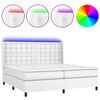 vidaXL Cama box spring colch&oacute;n y LED cuero sint&eacute;tico blanco 200x200 cm