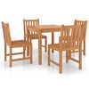vidaXL Conjunto de comedor de jard&iacute;n de 5 piezas, 80 x 80 cm, madera maciza de teca
