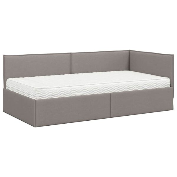 vidaXL Estructura de Cama Esquina con Colch&oacute;n 2 pcs Taup&eacute; Terciopelo
