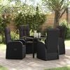 vidaXL Conjunto de Comedor de Jard&iacute;n 5 pcs Negro rat&aacute;n sint&eacute;tico