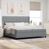 vidaXL Cama tipo Box Spring con colch&oacute;n Gris claro 200 x 200 cm tela