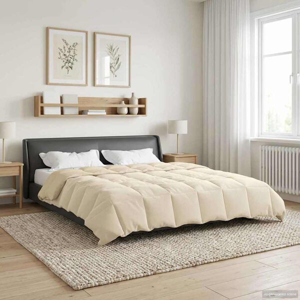 vidaXL Edred&oacute;n de Invierno Acolchado Crema 200 x 220 cm Microfibra