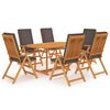 vidaXL Set de comedor para jard&iacute;n 7 piezas teca maciza y cojines gris