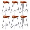 vidaXL Taburetes de cocina 6 unidades cuero aut&eacute;ntico marr&oacute;n