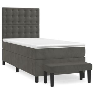 vidaXL Cama box spring con colch&oacute;n terciopelo gris oscuro 80x200 cm