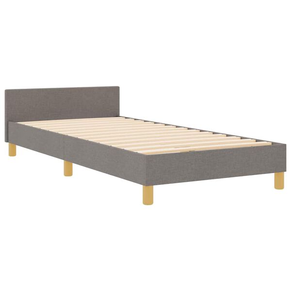 vidaXL Estructura de cama con cabecera Taup&eacute; 90 x 190 cm tela