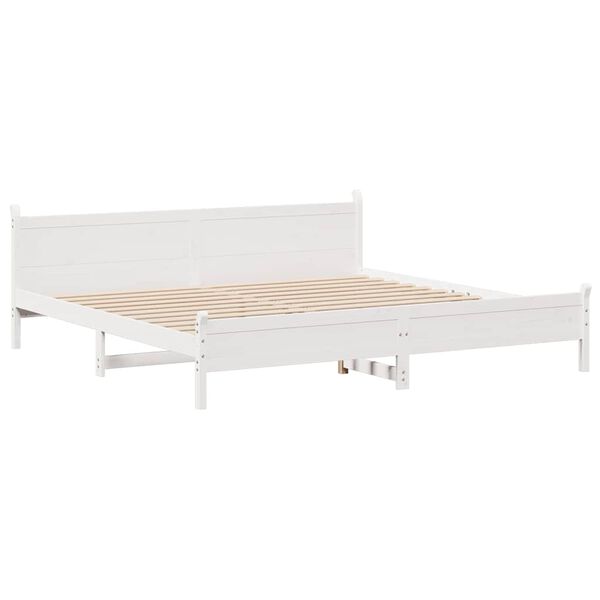 vidaXL Estructura de cama sin colch&oacute;n madera maciza blanca 200x200 cm
