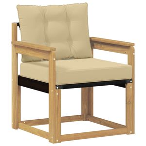 vidaXL Sof&aacute; de exterior Madera maciza de acacia y textileno Blanco