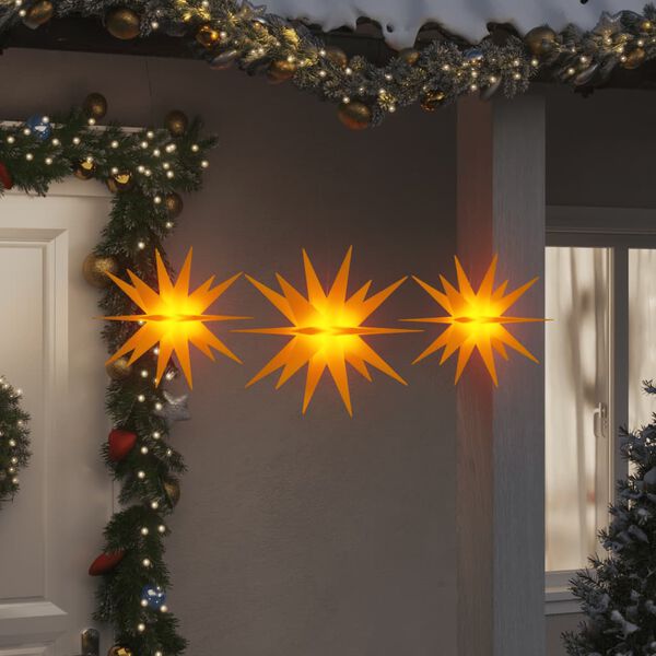 vidaXL L&aacute;mparas de Navidad LED plegables 3 unidades amarillo