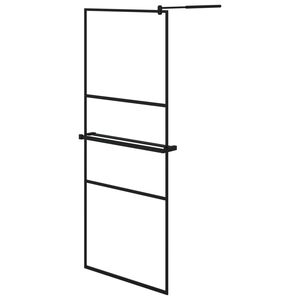 vidaXL Mampara ducha con estante vidrio ESG y aluminio negro 80x195 cm