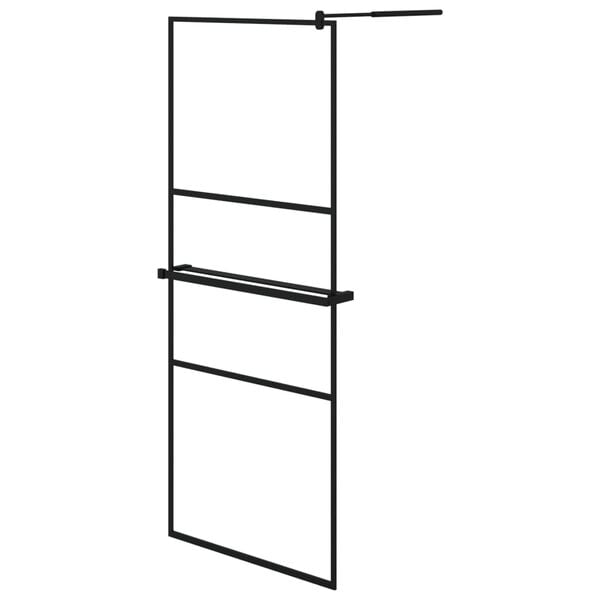 vidaXL Mampara ducha con estante vidrio ESG y aluminio negro 80x195 cm