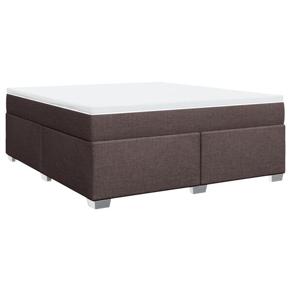 vidaXL Cama box spring con colch&oacute;n tela marr&oacute;n oscuro 180x200 cm