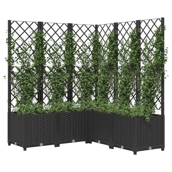 vidaXL Jardinera con enrejado PP negro 120x120x136 cm