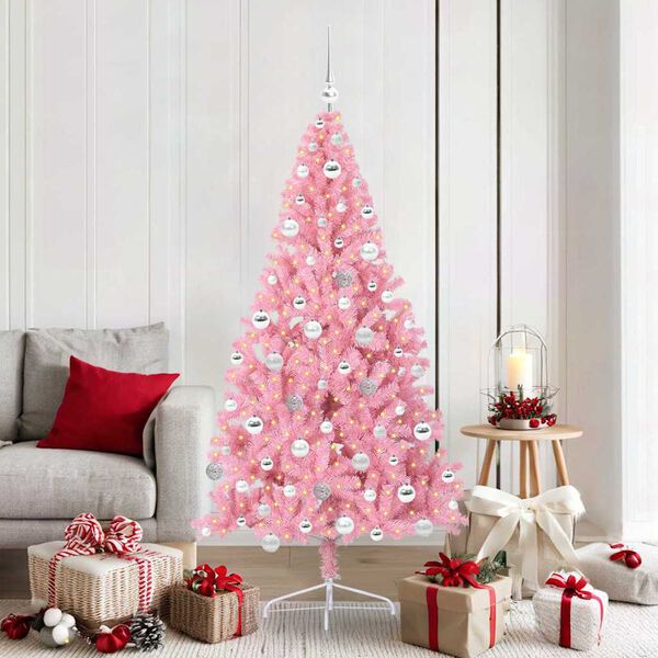 vidaXL &Aacute;rbol de Navidad Artificial Preiluminado Rosa 180 cm PVC