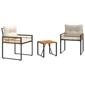 vidaXL Juego de muebles de exterior 3 uds. Crema