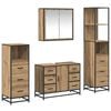 vidaXL Juego de muebles de ba&ntilde;o con caj&oacute;n 4 pcs Roble artisan