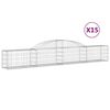 vidaXL Cestas de gaviones 15 uds forma de arco hierro 300x30x40/60 cm
